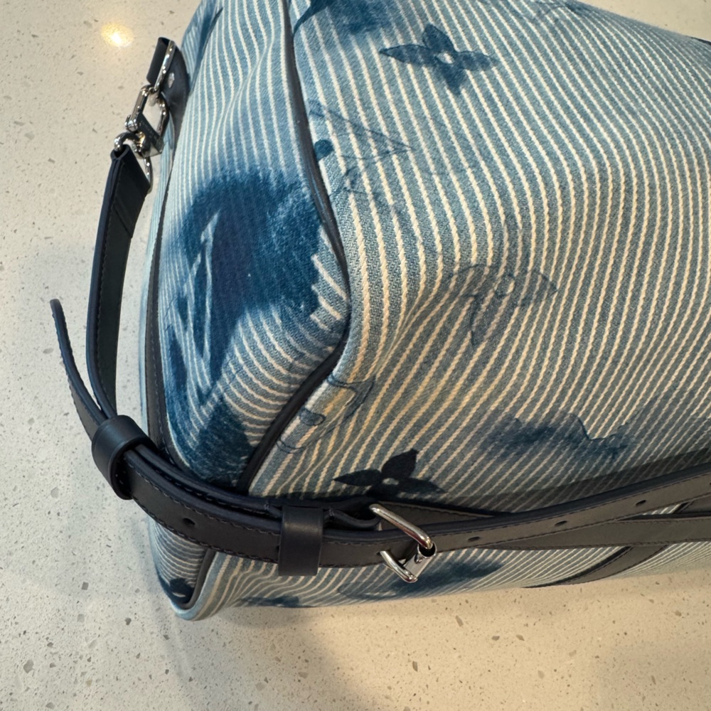 Louis Vuitton Virgil Abloh Blue Watercolor Monogram Denim Keepall Bandoulière 50 - Picture 9 of 13